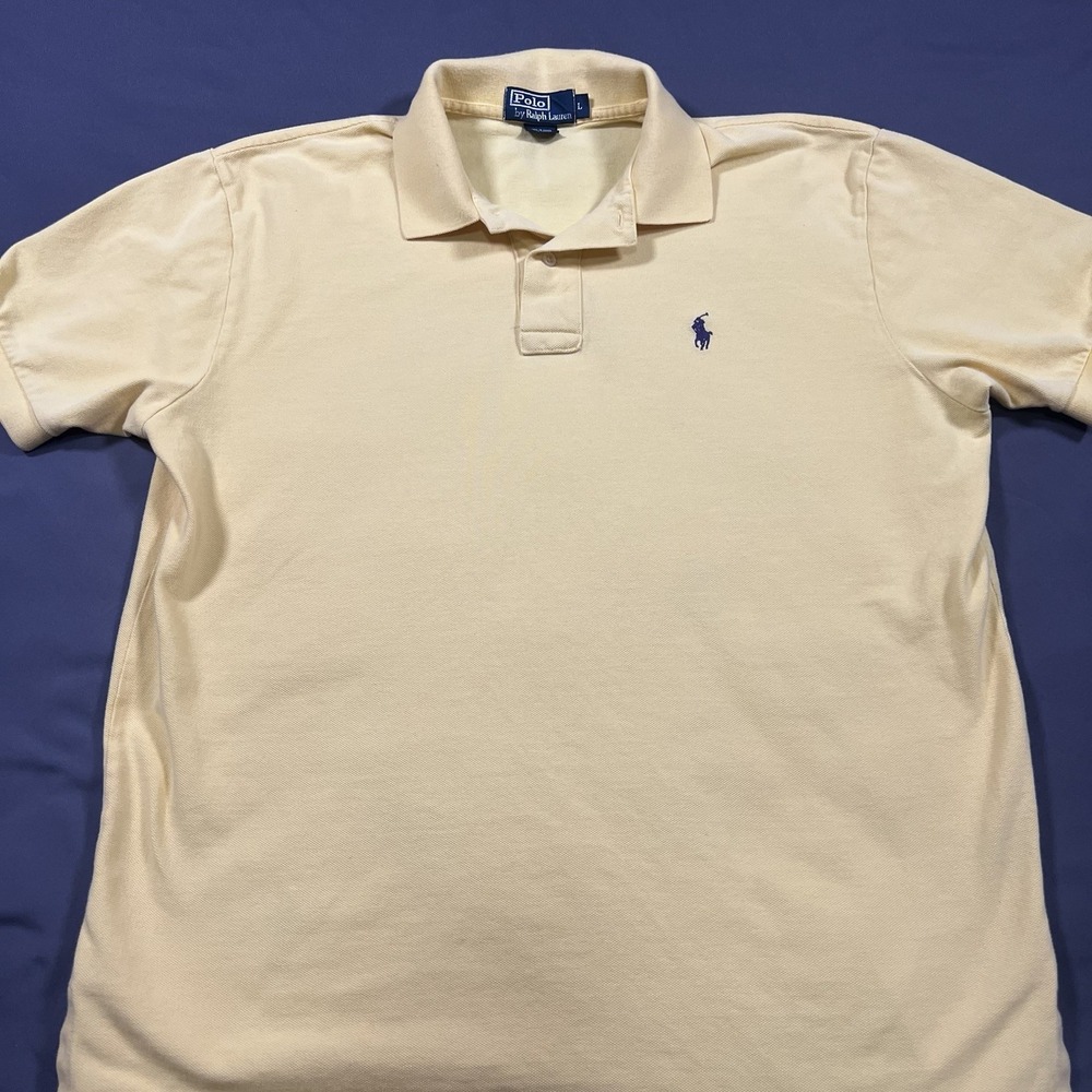 Polo Ralph Lauren Short‎ Sleeve Polo Shirt Men's Large Yellow Preppy Purple Pony